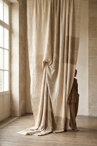 Premium textured fabric draped in a bright studio
